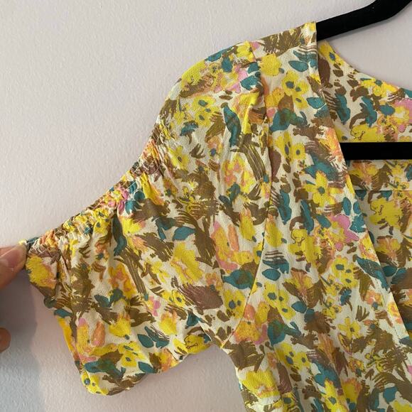 NWT Free People Women's size 4 Small Yellow Lilly Combo Floral Mini Dress Fairy - Picture 5 of 12
